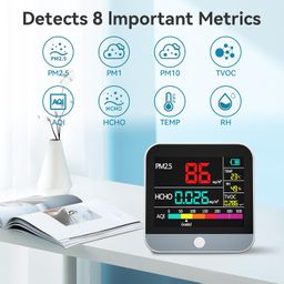 13 in 1 Air Quality Monitor Indoor, with PM1/PM2.5/PM10/Particle Counter/AQI/Humidity/TVOC/Formaldehyde/Temperature Air Quality Tester for Home, Office, Portable Air Quality Tester image 2