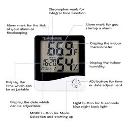 SKADIOO Room Temperature Meter Digital - Humidity Tester and Hygrometer with Alarm Clock - LED Monitor with Temperature Sensor - Digital Clock for Home - Silver image 5