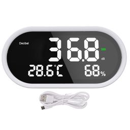 Digital Sound Level Meter LED Display Decibel Meter Noise Temperature Humidity Meter for Classroom, Studio, Home, Factory image 1