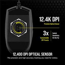 Corsair KATAR PRO Ultra-Light Gaming Mouse - FPS/MOBA Mouse, Symmetric Shape, 12,400 DPI Optical Sensor, 6 Programmable Buttons, Plug-and-Play, RGB Backlighting, for Claw and Fingertip Grips - Black image 4