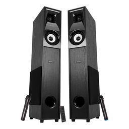 Zebronics Hammer Dual Tower Speaker with Powerful 160W RMS Output, Deep Bass, 10" Subwoofers, 2X Wireless mic, Karaoke, Bluetooth 5.0, LED Display, Remote Control, FM Radio & Glossy Finish image 1