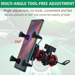 OTOROYS Version 2 X-Grip Universal Bike Mobile Holder with USB Charger 360 Degree Rotation for All Smartphone, Navigation, Mirror Cradle - Black image 2