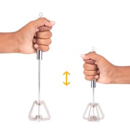 hari krishna Egg Whisk, Stainless Steel Hand Push Whisk Blender for Home Tool for Egg Beater, Milk Frother, Hand Push Mixer Stirrer - Kitchen Utensil for Blending, Whisking, Beating & Stirring image 2