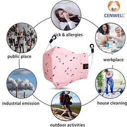 cenwell Pure Cotton Reusable, Washable & Breathable Cloth Face Mask with Melt Blown Layer, Adjustable Ear Loop and Ear Saver Strap and Without Valve for Men & Women image 5