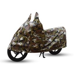 ULTRA SHIELD All Weather Two-Wheeler Cover with Advanced Waterproofing tech & Classic Mirror Pockets| Anti-Scratch, Dustproof, UV Protect| Military Camouflage, All Bikes Upto Pulsar 180cc Size image 2