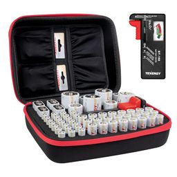 Battery Organizer Storage Case with Battery Tester, Holds 60 Batteries AA AAA C D 9V (Batteries not Included) image 1