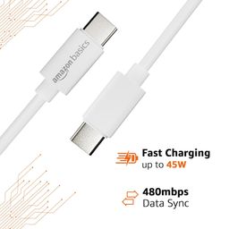 amazon basics Type-C to Type-C 45W Fast Charging and 480 Mbps Data Sync Cable (1.2 M) image 2