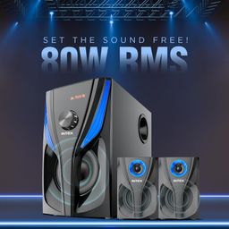 intex 5.1 Ch 80W Bluetooth Home Theater | Powerful Sound & Multimedia Speaker | 4.5 inch Subwoofer with 5 Satellite Speaker | Remote Control | Recording & LED Display (Black) image 2