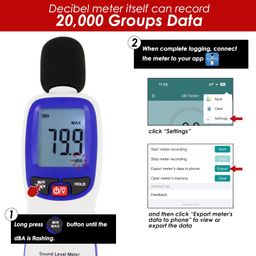 Decibel Meter Wireless Sound Decibel Meter with App Data Logging Bluetooth Portable Sound Level Meter 30~130dBA High Accuracy SPL Meter for Classroom, Office, Home and etc. image 4