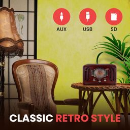 Pyle PUNP34BT Vintage Retro Classic Style Bluetooth Radio Sound System, USB/SD Readers, AM/FM Radio image 3