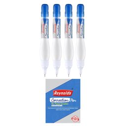 Reynolds Correction Pen Whitener I Smudge Free Operation with Unique Squeeze Control Applicator I Precise Whitener Pen for Correction - 4 PIECES,White,8904379403467 image 1