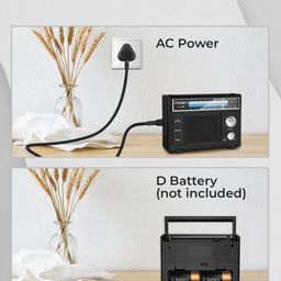 PRUNUS J-136 Portable AM FM Radio with Best Reception,D Battery Operated or Plug in Wall, Transistor Radio,Loud Speaker Support AUX in and Microphone in, Small Radios Portable image 2