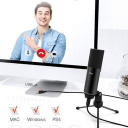 Fifine USB Gaming Microphone Set with Flexible Arm Stand Pop Filter, Plug and Play with PC Desktop Laptop Computer, Streaming Podcast Mic Kit for Home Studio (T732), Black image 5
