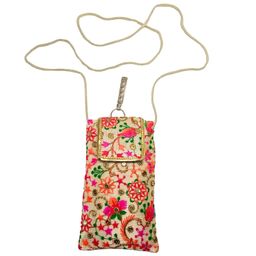 Ethnic Orange and Pink Embroidered Mobile Sling Potli/Pouch Purse with Waist Clip for Women/Girls image 3
