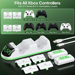 OIVO Controller Charger Compatible With Xbox Series X|S/Xbox One,Controller Charging Station With 2X1300Mah Rechargeable Battery Kit,Oivo Dual Charging Dock For Xbox One/One Elite/Series X|SUSB,White image 4