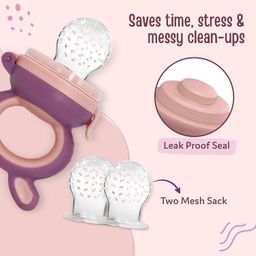 LuvLap Silicone Food/Fruit Nibbler with Extra Mesh, Soft Pacifier/Feeder, Teether for Baby, Infant, Bunny Violet & Pink image 5
