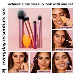 REAL TECHNIQUES Makeup Brush Set with 2 Sponge Blenders for Eyeshadow, Foundation, Blush, and Concealer, Set of 6, Assorted, (1997) image 2