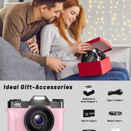 VJIANGER 4K Vlogging Camera for 48MP Digital Youtube Camera for Photography and Video with Flip Screen, Manual Focus, 16X Digital Zoom, 52mm Wide Angle and MacroLens, image 2