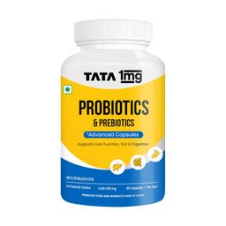 Tata 1mg Probiotics 30 Billion CFUs+ Capsule With Prebiotic Fibre Helps In Health Protection Level And Supports Digestion,For Unisex (Pack Of 60 Capsules) image 1