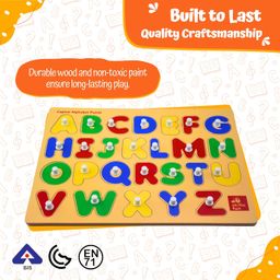 Skillofun Wooden Alphabet ABCD Learning Tray, Develops Problem-Solving Skills, Fine Motor, Spatial Awareness, Hand-Eye Coordination, Durable, Safe, Premium Wood, Non-Toxic Paints image 3