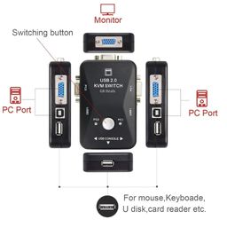 2 Port KVM Switch USB 2.0 KVM Switch Box to Control up to 2 Computers 2 in 1 Out USB Keyboard Mouse Sharing Device for Computer, PC, Laptop, Desktop, Monitor, Printer, Sharing Video. BLACK. image 3