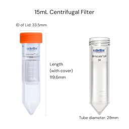 COBETTER Ultra Centrifugal Filter 15mL Ultrafiltration Centrifuge Tube Unit with Regenerated Cellulose RC Membrane 3kDa, Pack of 4 image 4