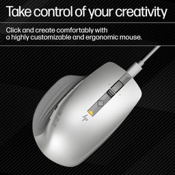 HP 930 Creator Wireless Mouse, USB-A dongle, Bluetooth 5.1, 7 programmable Buttons, Up to 4000 dpi, Pair up to 3 Devices, Rechargeable 12-Week Battery, 3-Year Warranty, 0.13 kg, Silver, 1D0K9AA image 3