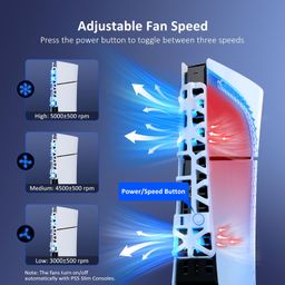 NexiGo PS5 Slim Silent Enhanced Cooling Fan with Adjustable Speed, Auto Power On/Off, with USB 3.0 Port, Efficient Cooling System for Both PS5 Slim Disc and Digital Editions (White) image 4