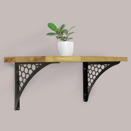 Djuize Decorative Metal Shelf Brackets Wall Mounted – 5.7 Inch Heavy Duty White L Bracket for Floating Shelves, Iron Scroll Design for Home & Office – Set of 2 (Black Hexagon Bracket) image 4