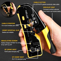 Hiija RJ45 Crimp Tool Kit Pass Through Ethernet Crimper Kit All-in-one Ratcheting Modular Data Cable Crimper Kit image 2