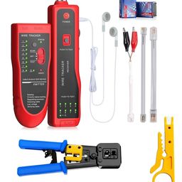 XIKKART Wire Tracker, Ethernet Network Cable Tester Kit RJ11 RJ45 CAT5/5e CAT6 LAN Wire Portable Line Finder With Passthrough Crimping Tool, Wire Stripper And Cutter,(Combo Kit) image 1