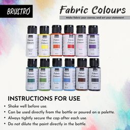 BRUSTRO Artists Fabric Colours - Set of 12, 30ml Bottles | High Pigmented Color, Fade Resistent, Intermixable, Permanent, Ideal to Paint on Clothes,Jeans,T-shirt, Bags,Textile Paint, DIY fashion image 5