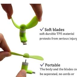generic Pack of 2 Pcs. Mini Type-C F an M ini Fan 2-Blade Fan High Speed USB F an, M ini Mobile Cooler, Mini fan Support with All Android & Type-C Smatphones (Multi-colour) image 5