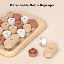 mowux Wireless Number Pads, Cute Colorful Numeric Keypad Numpad Portable 2.4 GHz Financial Accounting Number Keyboard Extensions, 10 Key Number Numpad for Laptop Desktop, PC (Milk Tea Colorful) image 5