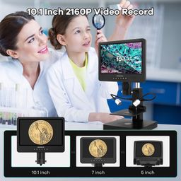 Andonstar AD249S-P 10.1 Inch HDMI Digital Microscope, 4000x 3 Lens 2160P UHD Video Record, Biological Microscope Kit for Adults and Kids, Coin Microscope for Error Coins, Prepared Slides, 32G SD Card image 3