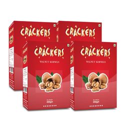 Go Crackers Kashmiri Brown Halves Dried Walnuts Kernels Without Shell, 1 Kg (250g x 4) | Walnuts Dry Fruits | Organic Walnuts | Kashmiri Walnuts Kernels for Snacking & Baking image 1