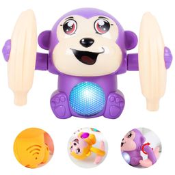 Gooyo GY-2020 Battery Operated Voice Control Monkey Toy with Musical,Dancing,Spinning,Rolling and Sensor Feature for Gifts/Kids/Babies/Boys/Girls|Purple Color, Power Source:3xAAA Battery(Not Included) image 1