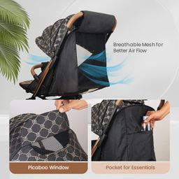 R for Rabbit Street Smart Auto Fold Stylish Newborn Baby Stroller| Aluminum Frame Pram with One Click Fold |Travel Friendly Cabin Trolley Stroller for 0-3 Years for Boy & Girl | (Gold Black) image 3