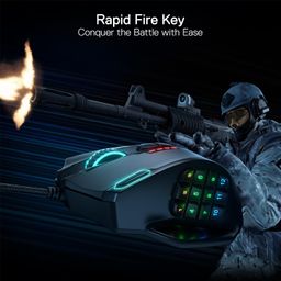 Redragon Impact M908 RGB LED MMO USB Mouse with Side Buttons Laser Wired Gaming Mouse with 12400 DPI, High Precision, 18 Programmable Mouse Buttons (Black) image 5