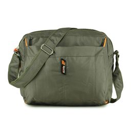 glossy Women/Girl's Sling Bag With 4 Zippers, olive green image 1