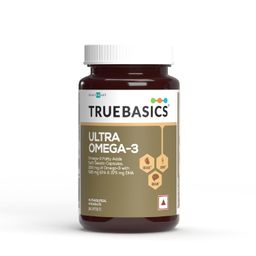 TrueBasics Ultra Omega 3 Fish Oil (30 Capsules) | Triple Strength with 1150mg Omega 3, 525mg EPA & 375mg DHA | For Heart, Joints & Brain Health image 1