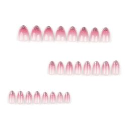 Kriga 24 Reusable Artificial Fake Nail Set| Pink Gradient Glitter Design Glossy Nails| Lightweight & Long Lasting| Quick Fix For Festivals & Special Occasions image 2