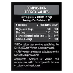 MuscleBlaze ZMA (60 Tablets) | For Muscle Strength & Recovery | 100% RDA of Zinc, Magnesium Aspartate and Vitamin B6 image 4