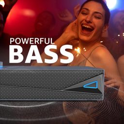 amazon basics AmazonBasics X20R 20W Bluetooth Soundbar with 2000mAh Battery | 2X Bass | Up to 9hrs of Playback | Bluetooth 5.3, Aux in, USB, Micro TF Card Connectivity (Blue) image 3