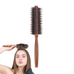 Homeaura Round Comb for Men and Women | Round Hair Brush with High Temperature Resistance for Blow Drying & Styling | Roller Comb for Men for Adding Curls, Volume & Waves | Wooden Handle image 1