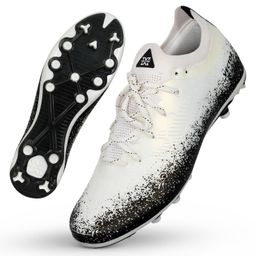 Vector X Genius 3D Texture TPU Fusing Upper with TPU Sole, Sock for Grip, Soccer Football Studs, Elegant Design (Pearl White- Black) Size-4 image 1