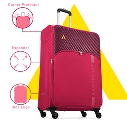 aristocrat Striker Set of 2 Cabin & Large Size (Check in) Soft Luggage (59 cm & 79 cm) | Spacious Polyester Trolley with 4 Spinner Wheels and Combination Lock | Dazzling Maroon | Unisex image 5