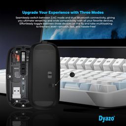 Dyazo Transparent Wireless Rechargeable Mouse with Dual Mode (2.4GHz + BT) | Noise Free Clicking | Multi Device Pairing | Adjustable DPI Sensitivity | Compatible with MacBook, Laptop & PC (Black) image 2