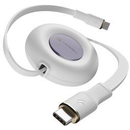 Portronics Upgraded Konnect Recoil 100W Type C to Type C Retractable Cable,Pd Fast Charging,Retractable Charging Cable,Fast Data Transfer,Compatibility with iPhone 15 Series&Type C Smartphones,?White image 1