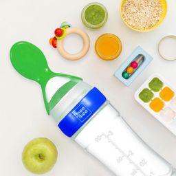 Mee Mee Squeezy Silicone Spoon Food Feeder for Babies of 6 to12 Months with in-Built Stand | BPA Free Material with Food Grade Silicone Tip (Blue) image 3